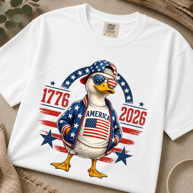 Funny Patriotic Duck Shirt, 250th Anniversary Tee, 1776 2026 Family Matching USA T-Shirt Bild 1