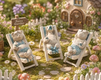 Set di statuine di animali da spiaggia, orsacchiotto e anatra in resina, decorazione per giardino delle fate, ornamento estivo in miniatura, regalo carino e rilassante a tema animali.