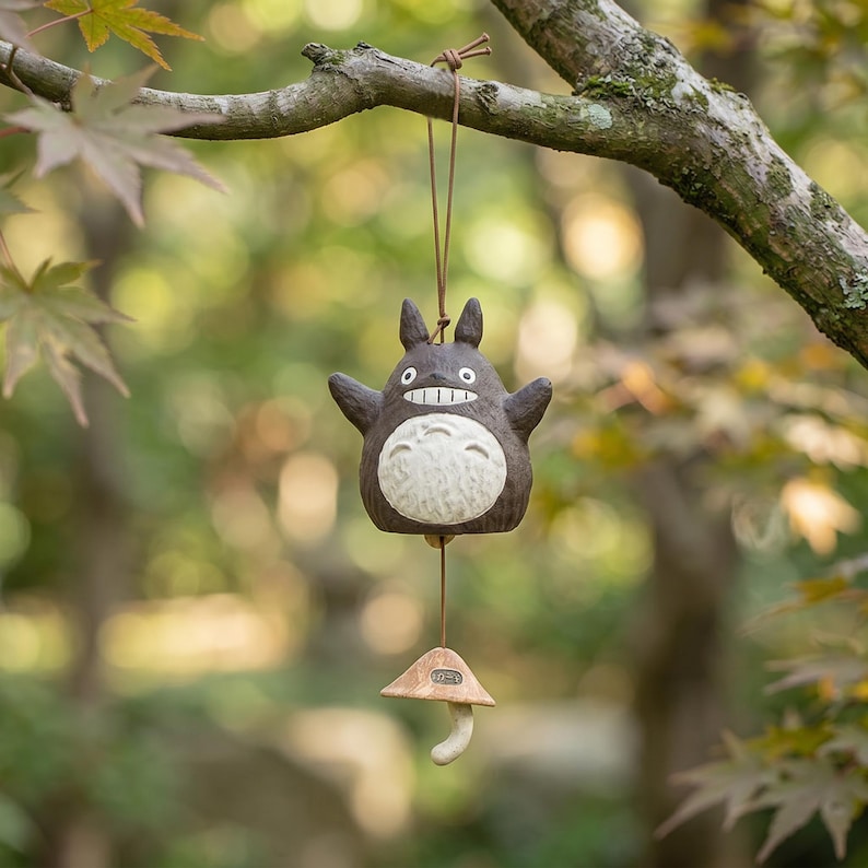 Campana de viento de cerámica de Totoro, adorno de campana de anime japonés, decoración colgante de Totoro, campana para jardín exterior e interior del hogar, regalo al estilo Studio Ghibli imagen 1