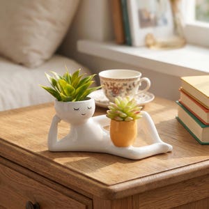 Vaso per piante a forma di persona pigra, vaso per piante grasse in resina, vaso per fiori a forma di figura umana, vaso da scrivania moderno, grazioso porta piante da interno, decorazione per casa e ufficio.