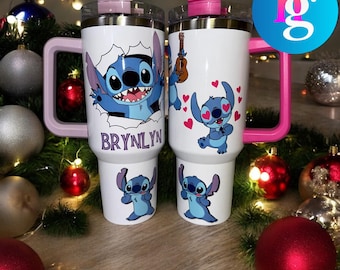 Stitch 40oz Tumbler – Personalized Insulated Cup with Handle & Straw