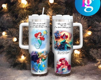 Personalized Ariel 40oz Tumbler – Little Mermaid Stainless Steel Coffee Cup