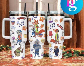 Zootopia 40oz Tumbler – Judy & Nick Animal Character Stainless Steel Cup
