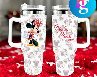 Minnie Mouse 40oz Tumbler – Personalized Insulated Cup with Handle & Straw