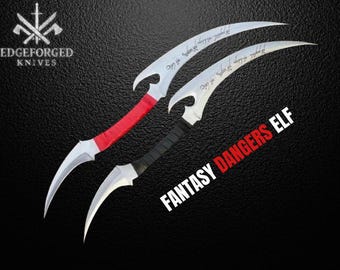 Elf Style Blades: Fantasy Daggers with | Handmade D2 Steel l Leather Wrap