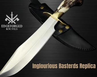 Bowiemesser inspiriert von Inglourious Basterds | D2 Stahl & Naturgeweih Griff