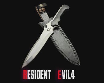 Jack Krauser D2 Steel Replica Knife, Resident Evil 4, Leather Sheath