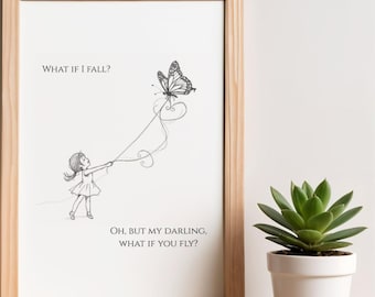Inspirational Quote Art Print | Butterfly Nursery Decor (Digital Download)