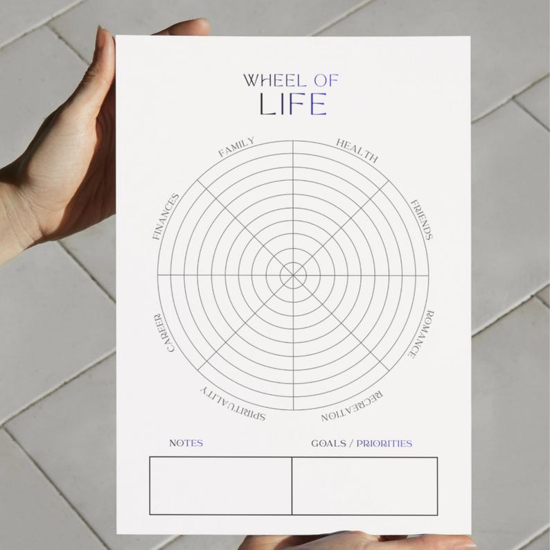 Wheel of Life Printable A4 PDF | Life Balance Assessment Tool | Goal ...
