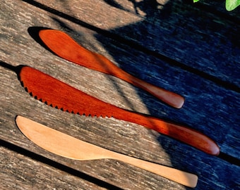 Juego de cuchillos de mantequilla de madera hechos a mano / 6–7,5 pulgadas