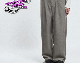 Dopasowane spodnie z szerokimi nogawkami | Minimalistyczne proste spodnie | Elegancki, swobodny, formalny styl | Streetwear w koreańskim stylu