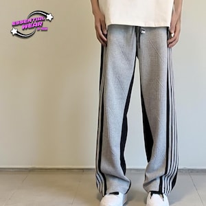 Herren Casual Patchwork Trainingshose | Lockere Jogger mit weitem Bein | Y2K Vintage Mode Hose | Retro Athleisure Baggy Jogginghose