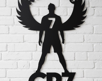 CR7 metalen led-wandkunst Ronaldo | Handgemaakt verlicht bord voetbalfan