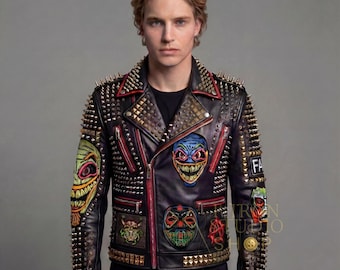 マルチスタッズゴシックスタイルのアウターウェア、ハンドメイド