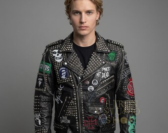 Green Punk Rock Jacket – Sex Pistols, Blink 182 & Gorilla Patches