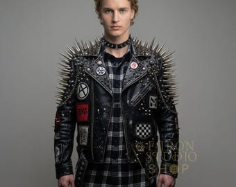 Vegan Leather Studded Crust Punk Jacket Framtid Disclose D-beat - Etsy