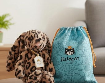 100% authentische Jellycat Cobblehop Leopard Bunny Plüsch Neu mit Etikett | Leopard Print Hasen-Spielzeug mit Staubbeutel | Süßes Kuscheltier