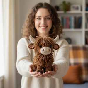 Highland Cow Crochet Pattern: Amigurumi Farm Animal (PDF File)