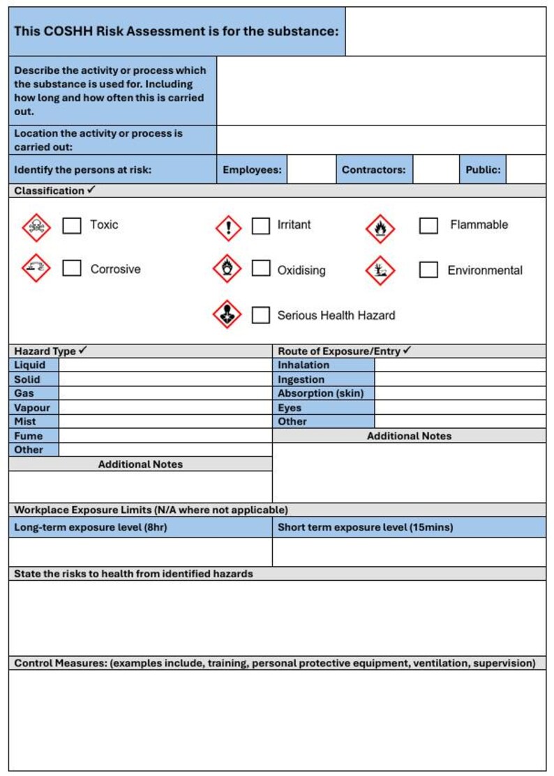 COSHH Risk Assessment Digital Template Etsy COSHH Risk Assessment Digital Template Etsy