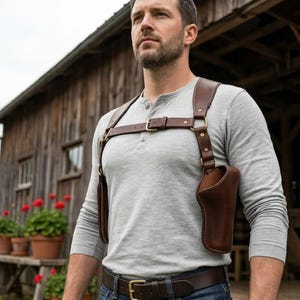 Handmade Leather Shoulder Holster Harness | Dual Chest Holster | Western Cowboy Leather Rig | Biker & Cosplay Harness | Custom Fit
