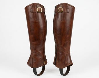 Leather Gaiters Spats | Hunting Style Shoe Covers | Handmade Equestrian Legwear