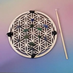 Blume des Lebens Kristallgitter-Set • Manifestation Werkzeug mit Kristallchips