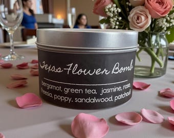 Floral Scent Candle | Coconut Soy Wax Blend, Texas Home Decor (6 oz Travel Tin)