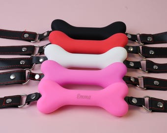 Collana girocollo personalizzata in osso, collare gotico punk personalizzato in ecopelle, ciondolo in silicone