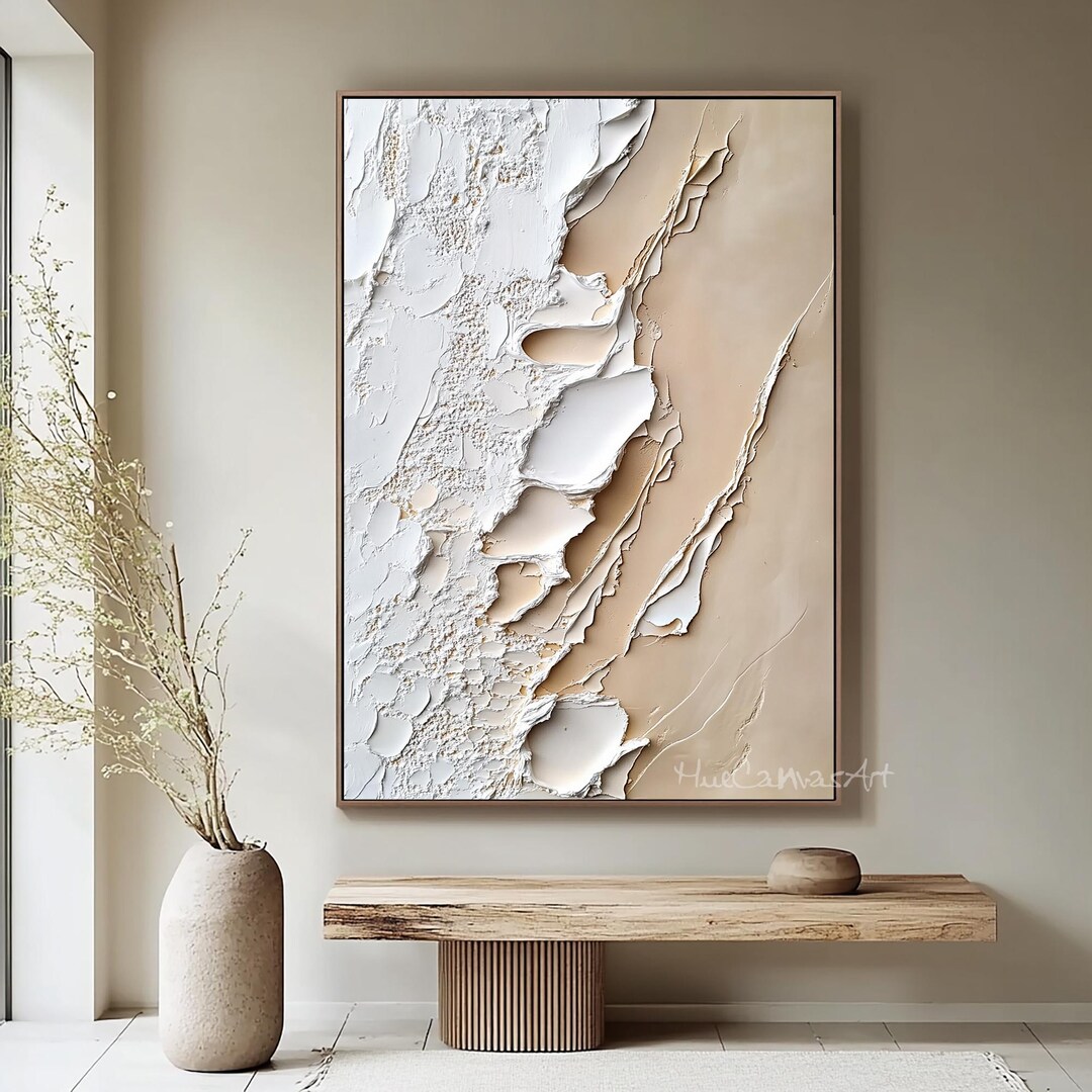 Large Beige Textured Abstract Canvas Painting, Modern Wabi Sabi Art - Etsy