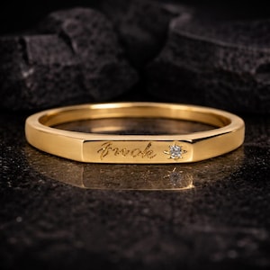 14K Solid Gold Tiny Fuck Ring, Dainty Minimalist Statement Band, Edgy Luxury Fine Jewelry, Subversive Unique Gift for Her, Small Gold Ring