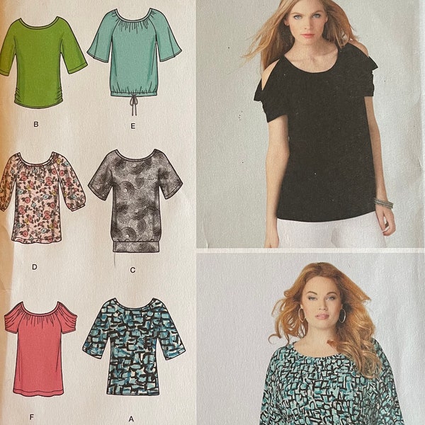 Simplicity 1805 Misses' Pullover Knit Tops Sewing Pattern, UNCUT, Size XX Small, X Small, Small, Medium, Large, X Large, XX Large