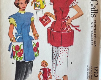 McCall's 1713 Misses' Cobbler Apron Sewing Pattern, UNCUT, Size Large 18-20, Vintage Pattern, Retro Style, Kitchen, Cooking, Baking