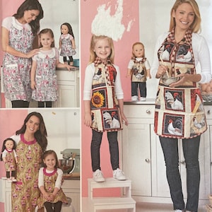 Simplicity 1241 Child&#39;s and Misses&#39; Aprons and Aprons for 18&quot; Doll Sewing Pattern, UNCUT, Size Small, Medium, Large, Matching Aprons