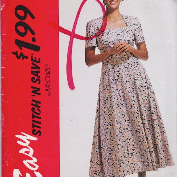 McCall's Stitch 'N Save 6356 Pattern, Size A 6-8-10,UNCUT, Misses' Dress, Easy, Semi Fitted Dress, Vintage 1993, Casual, Work Wear
