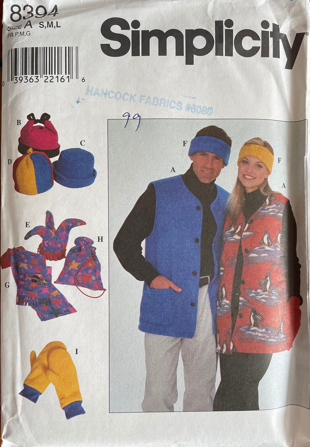 Simplicity 8394 Misses', Men's and Teens' Outerwear Accessories Sewing ...