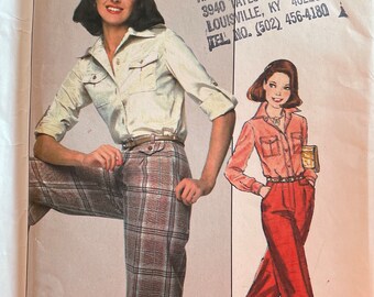 Simplicity 8159 Misses' Shirt and Pants Sewing Pattern, UNCUT, Size 14, Buttondown Shirt, Vintage Pattern, Retro, Boho