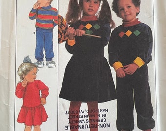 Simplicity 8253 Child's Knit Pullover Dress and Top and Pull-On Pants Sewing Pattern, UNCUT, Size 4-5-6, Vintage Pattern, Florence Eiseman