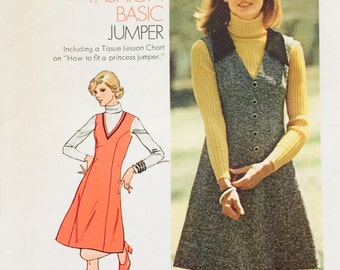 Simplicity 6628, Size  91/10, Young Junior/Teens' Short Jumper Pattern, UNCUT, How To Sew Pattern, Vintage 1974, Basic Jumper, Retro