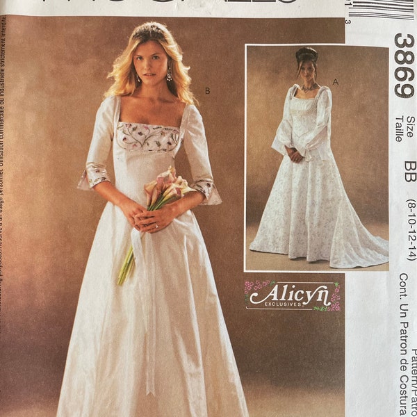 McCall's 3869 Misses'/Miss Petite Lined Dresses Sewing Pattern, UNCUT, Size 8-10-12-14, Wedding Dress, Alicyn Exclusives, Bride