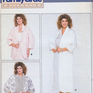 May include: A sewing pattern for a jacket and dress. The pattern is from the Family Circle Collection and is for sizes L-XL. The pattern is called Butterick 4705.