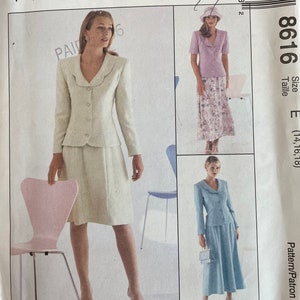 McCall&#39;s 8616 Misses&#39; Lined and Unlined Jacket and Skirt in Two Lengths Sewing Pattern, UNCUT, Size 14-16-18, Sew News