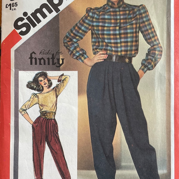 Simplicity 5687 Misses' Loose-Fitting Pants in Two Lengths Sewing Pattern, UNCUT, Size 10, Ricki for Finity, Vintage Pattern, Boho