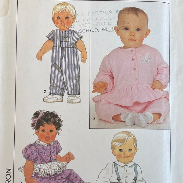 Simplicity 9330 Babies' Pullover Jumpsuit Sewing Pattern, UNCUT, Size 6-12-18 Months, High Waisted Jumpsuit, Vintage Pattern, Unisex