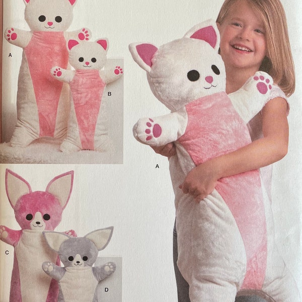 Simplicity S9362 Animal Plush Body Pillows Sewing Pattern, UNCUT, Cat Pillow, Play, Plushie, Soft, Toy