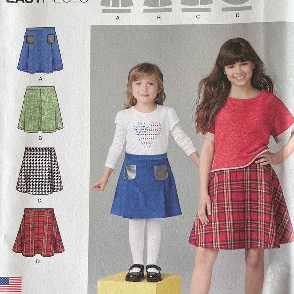 Simplicity 1290 Child's and Girls' Set of Skirts Sewing Pattern, UNCUT, Size 7-8-10-12-14, Easy, Circular Skirt, School Wardrobe