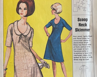 McCall's P-22 Scoop Neck Skimmer Sewing Pattern, UNCUT, Size Small, Size 10-12, Vintage Pattern, Flared Dress, U-Neckline