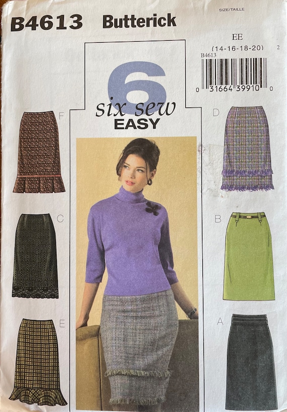 Butterick B4613 Misses misses Petite Skirt Sewng Pattern UNCUT Size 14 16 18 20 Straight Skirt Six Sew Easy Skirts Etsy