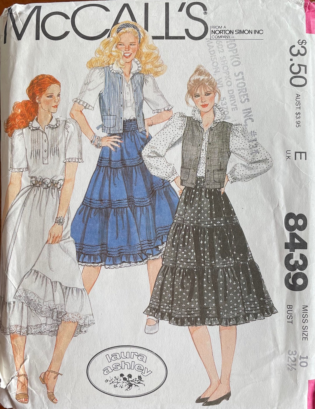 Pattern 8439 Mccall's 8439 Misses' Blouse, Vest, Skirt and Petticoat Sewing Pattern ...