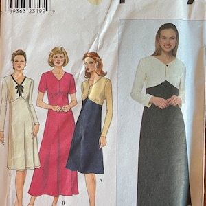 Simplicity 8811 Misses&#39; Dress Sewing Pattern, UNCUT, Size 18-20-22-24, V-Neck, Vintage Pattern, Retro, Knee Length, Long Length