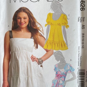 McCall&#39;s M5626 Misses&#39; Tunics Sewing Pattern, UNCUT, Size 6-8-10-12-14, Self Lined, Fitted Bodice, Boho